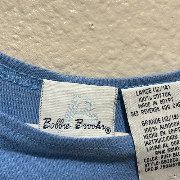 Vintage Y2K Bobbie Brooks Maxi Dress 12/14 Blue Island Graphic Short Sleeve - Picture 4 of 11